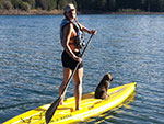 Paddleboarding with a dog on Lake Almanor